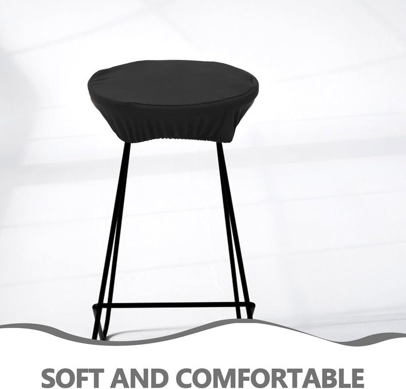 Ciieeo 3pcs Elastic Round Stool Covers, Washable Non-Slip Bar Stool Seat Slipcovers, Stretchable Black Chair Covers for Vanity and Swivel Chairs - Image 3