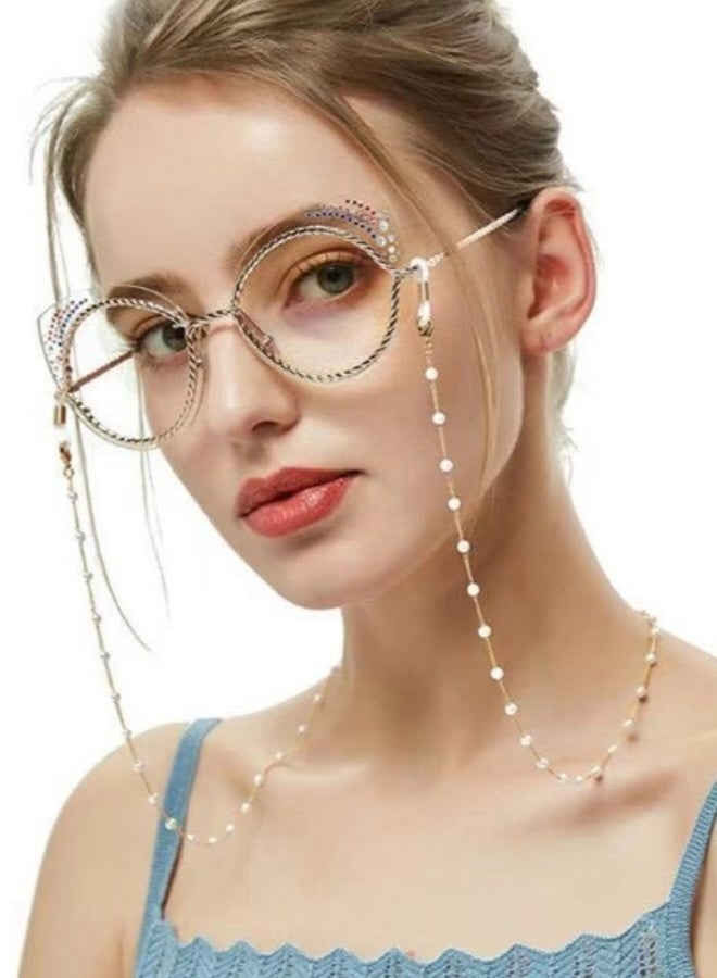 سلسلة نظارات مزينة باللآلئ، سلسلة نظارات شمسية عصرية، حبل نظارات قراءة، مثبت نظارات، قلادة نظارات قراءة - Image 3