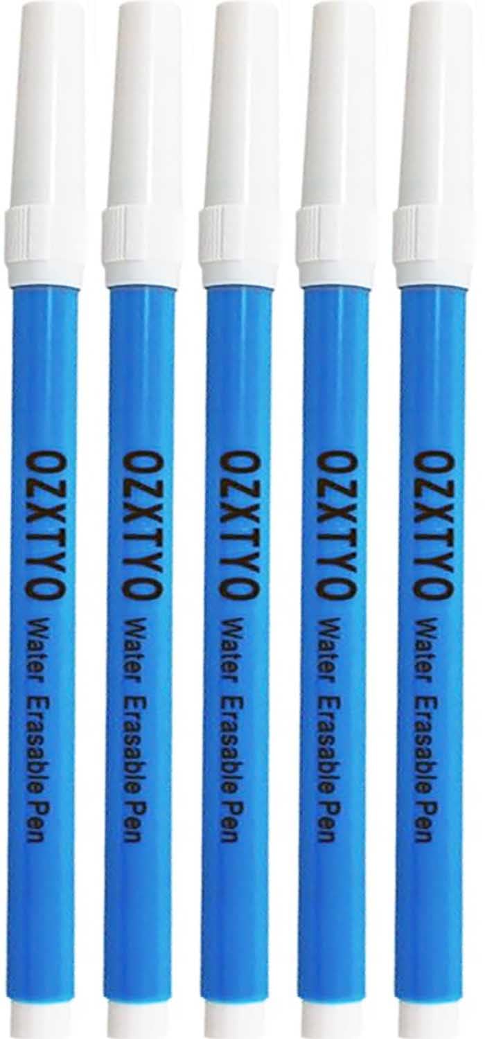 Washable Fabric Markers for Sewing5 PackBlueErasable Sewing Markers for FabricWater Soluble Embroidery PenFabric Marking PenFabric Marking Pens for QuiltingSewing Supplies and Accessories