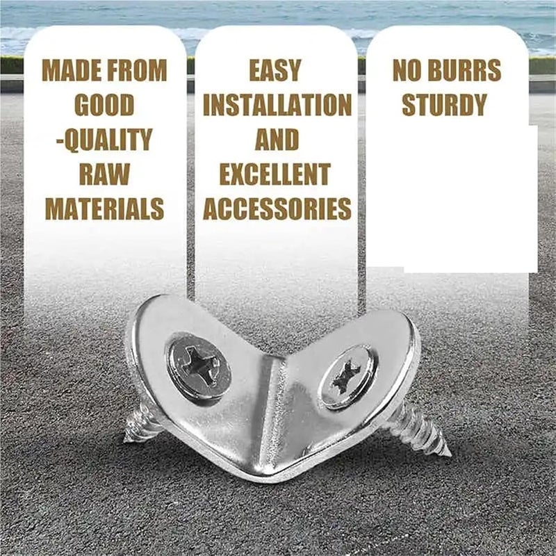 100 قطعة من الأقواس الزاوية على شكل حرف L من الفولاذ المقاوم للصدأ مع مسامير لرفوف الخشب - Image 5