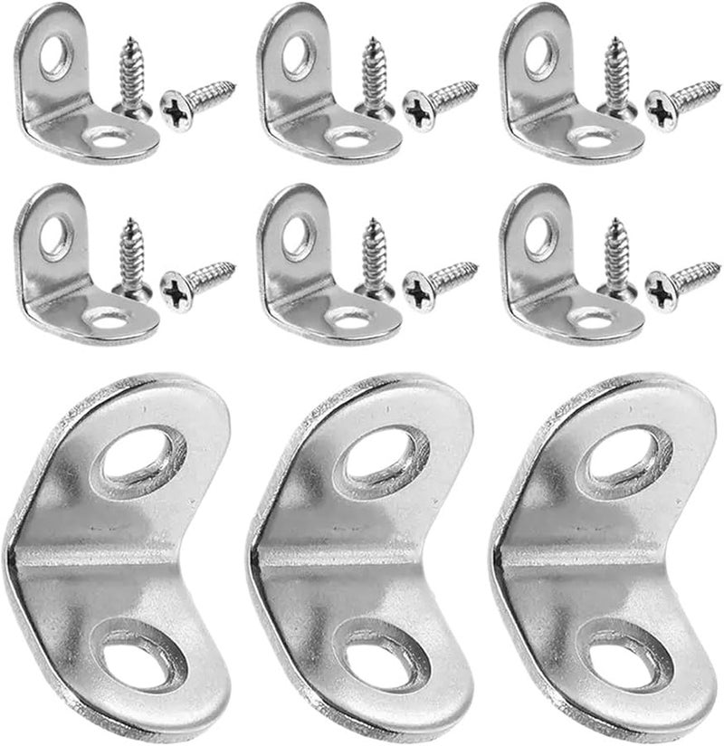 100 قطعة من الأقواس الزاوية على شكل حرف L من الفولاذ المقاوم للصدأ مع مسامير لرفوف الخشب - Image 1