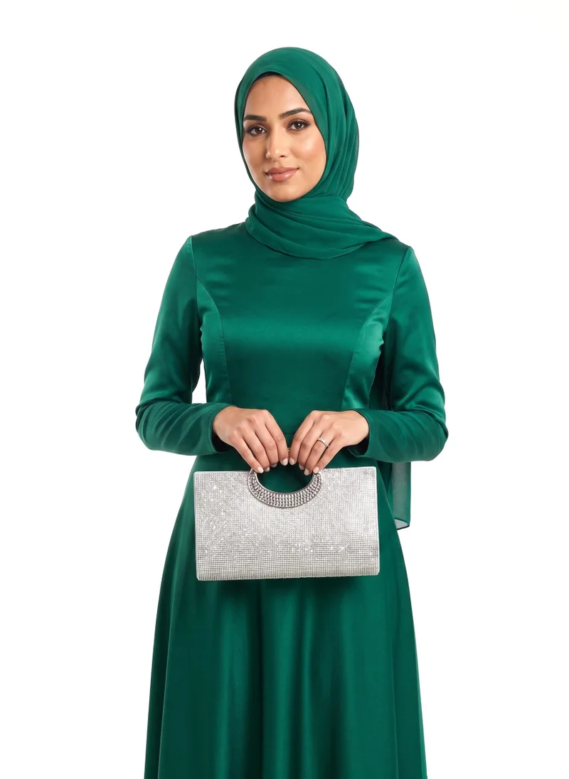 فيني حقيبة كلاتش نسائية بلمعة معدنية من فيني – مقبض دائري كريستالي – الحفلات والأعراس والمناسبات الرسمية – أسود، ذهبي، شمبانيا، فضي