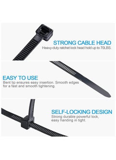 Duravel Duravel Nylon Zip Ties - Self Locking cable ties - Pack of 100 - Heavy Duty cable tie - High Weight Capacity-Nylon Cable Wire Ties for Indoor and Outdoor (BLACK, 10 CM LONG)  - Image 3