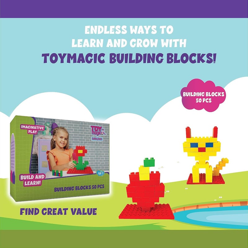 ToyMagic DIY Creative Explosion Construction Blocks 50Pcs|Constructive&Creative Activity Kit|Fun Educational Learning Toy|Skill Development Toy|Best Birthday Return Gift for Kids|Made in India,Multi - Image 4