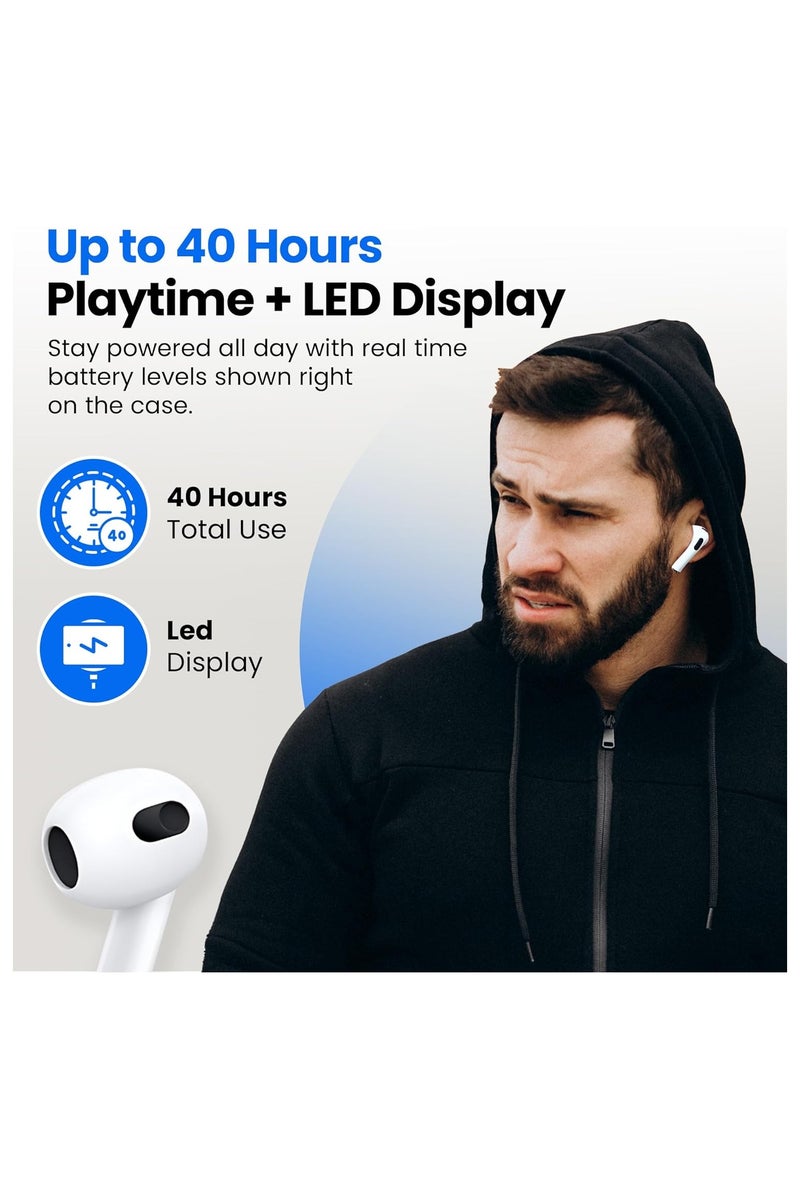 دولنك سماعات أذن لاسلكية Daw Link من الجيل الثالث مع شاشة LED Lightning وحافظة شحن | سماعات رأس بلوتوث V5.4 مع ميكروفونات عازلة للضوضاء، ومدة استعداد تصل إلى 120 ساعة - Image 5