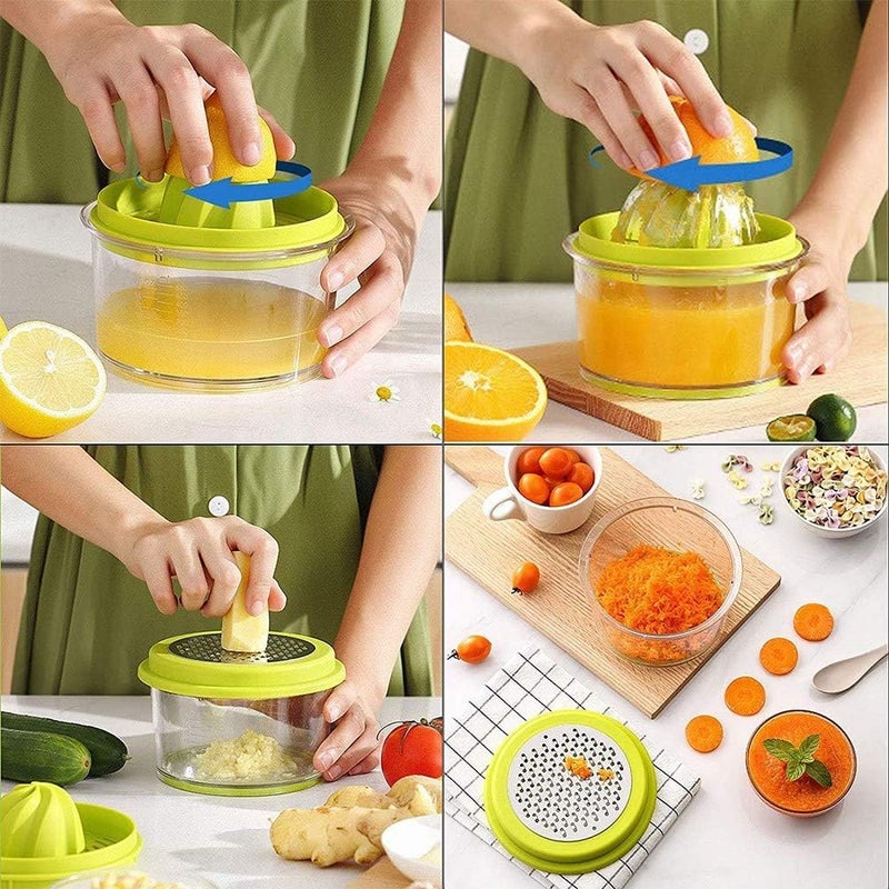 4-in-1 Manual Citrus Juicer with 600ml Measuring Cup Multi-functional Hand Squeezer with Built-in Grater and Egg Separator for Kitchen Ingredients - Image 2