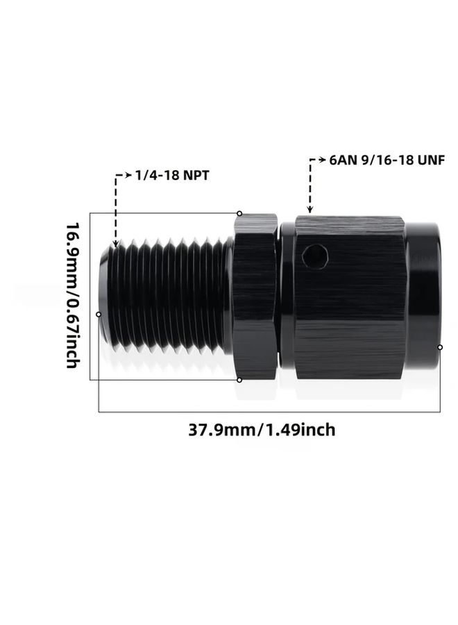 6AN إلى 1-4 NPT أسود مؤكسد ألومنيوم مستقيم وصلة خرطوم وقود - Image 5