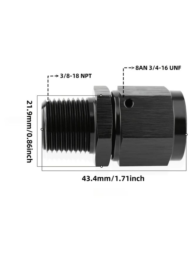6AN إلى 1-4 NPT أسود مؤكسد ألومنيوم مستقيم وصلة خرطوم وقود - Image 2