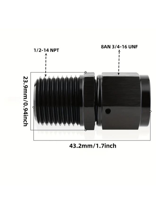 6AN إلى 1-4 NPT أسود مؤكسد ألومنيوم مستقيم وصلة خرطوم وقود - Image 3