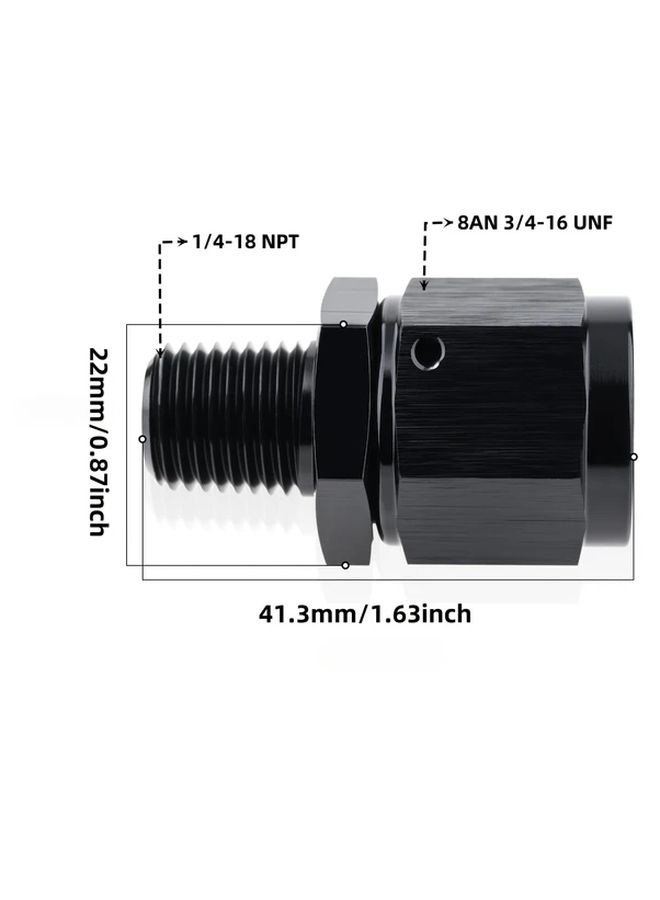 6AN إلى 1-4 NPT أسود مؤكسد ألومنيوم مستقيم وصلة خرطوم وقود - Image 4