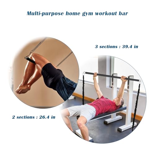 Prebene LAT Pull Down Bar Gym LAT and Lift Pulldown Attachments Straight Bar Resistance Bands Bar Home Gym Equipment Muscle Building Black - Image 3