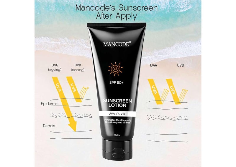 MAN CODE Mancode Sunscreen SPF 50 PA Lotion UV A UV B  Blue Light Protection For All Types of Skin  NonGreasy QuickAbsorbing Sunscreen for Men and Women 100ml  - Image 4