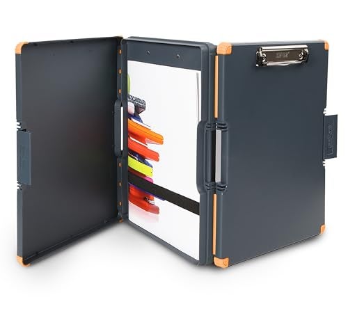 Dexas Duo Clipcase, Double Sided Clipboard Design, Portable Clipboards 13”x10” Gray/Orange, Combine Style and Functionality Office Supplies for Nursing, School, Work, Trades, Home Office - Image 1