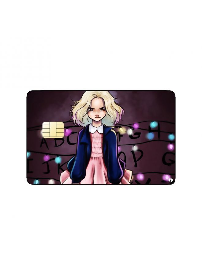 RKN PRINTED BANK CARD STICKER Cute Girl Drawing With Pink Dress - Image 2