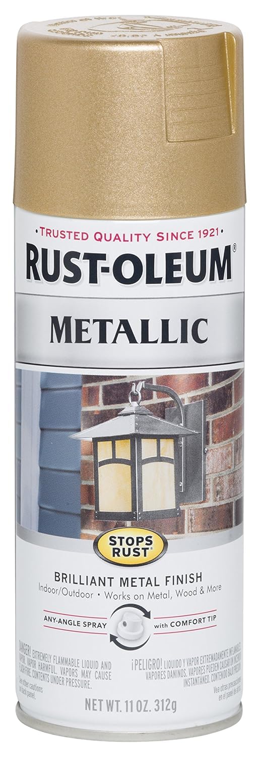 Rust-Oleum 286524 Stops Rust Metallic Spray Paint, Warm Gold,11 Ounce (Pack of 1) - Image 1