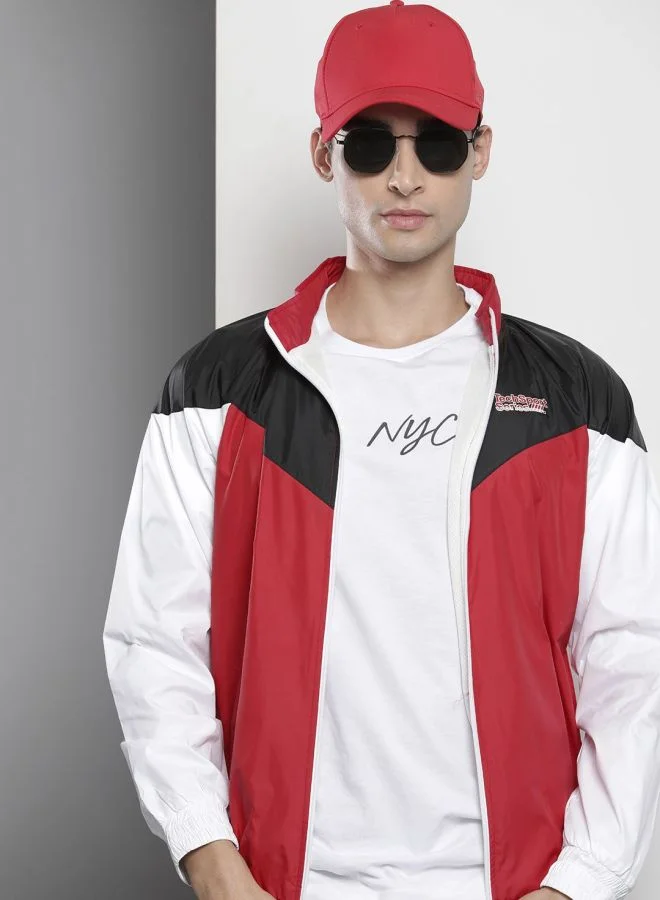 ذا انديان كراج كو The Indian Garage Co Men Regular Fit Printed Round Neck Long Sleeves Windcheater