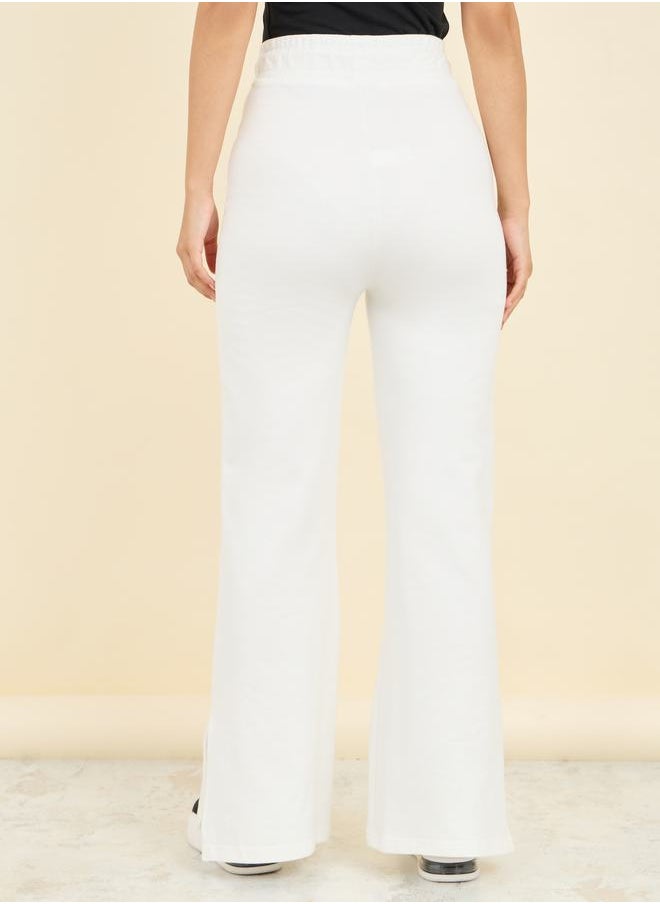Drawstring Closure Fit and Flare Joggers