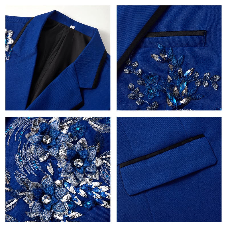 Catheive Mens Suits Slim Fit 2 Piece Floral Tuxedo Suits Blazer Pants with Bow Tie for Wedding Prom - Image 5