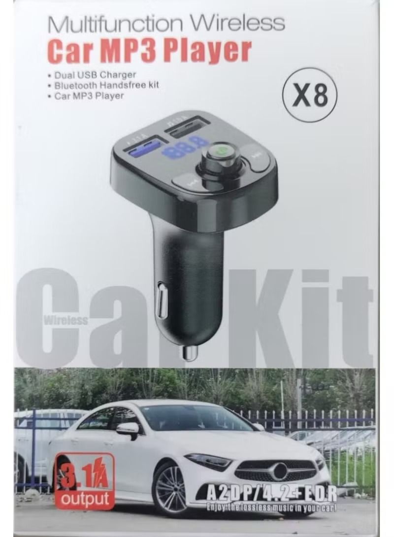 HuHa X8 Car Kit Bluetooth Hands-free Car FM Transmitter Player With USB Charger, X8 Multifunctional Wireless Car MP3 Player - Image 2