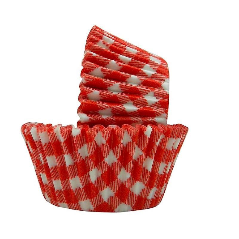 Regency Wraps Greaseproof Professional Grade Baking Cups Pack of 40 Standard Liners Red Gingham for Cupcakes Muffins Candy Non Stick
