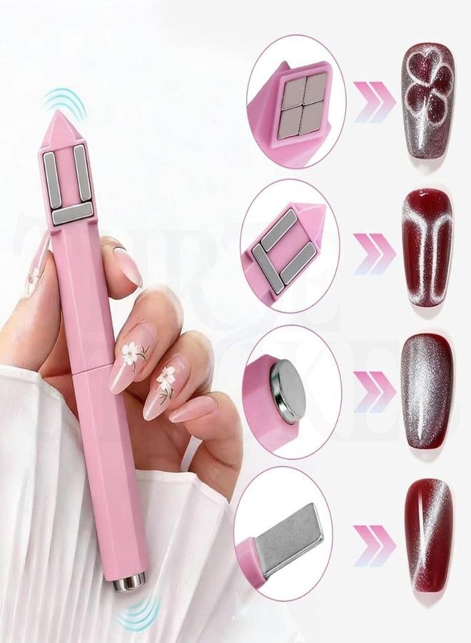 THR3E STROKES Magnet Tool for 3D Cat Eye Gel Polish, Rhombus and Ring Shaped Magnetic Stick, Multifunctional Nail Art Magnet for Home and Salon Use (PINK, RHOMBUS 4IN1 MAGNET) - Image 3