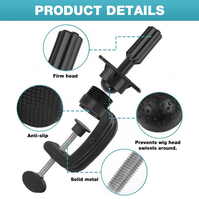 M'AYCREATE MAYCREATE® Wig Mannequin Head Stand, Desk Mount Mannequin Head Stand, Adjustable Table Mannequin Mount Holder for Styling and Display - Image 3