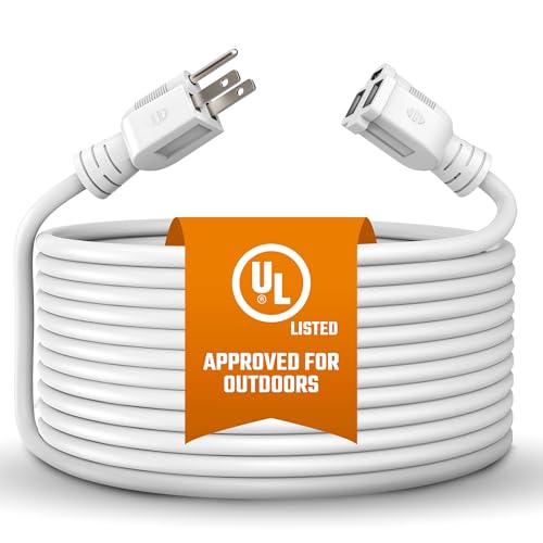 BindMaster Outdoor Extension Cord Waterproof 10 Ft, White, Indoor, Outdoor Power Cord, Heavy Duty 16/3, Single Outlet, UL Listed, 3-Prong, Grounded Outlet, Extension Wire. - Image 1