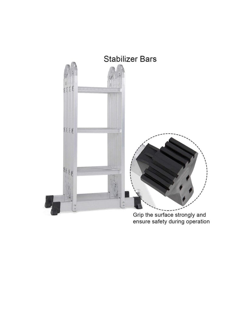 Multi Purpose Folding Step Ladder Platform Extendable Scaffold Ladder 3.8M 12.5 Feet EN131 Aluminum 7 in 1 Extension Step Lightweight 330LB (12.5 Ft)  - Image 2