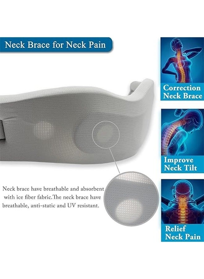 Cervical Correction Neck Brace, Adjustable Neck Support Brace for Sleeping, Used to Relieve Neck Fatigue and Spinal Pressure, Removable Wash Cover Neck Support - Moonlight Grey - L Code - Image 4