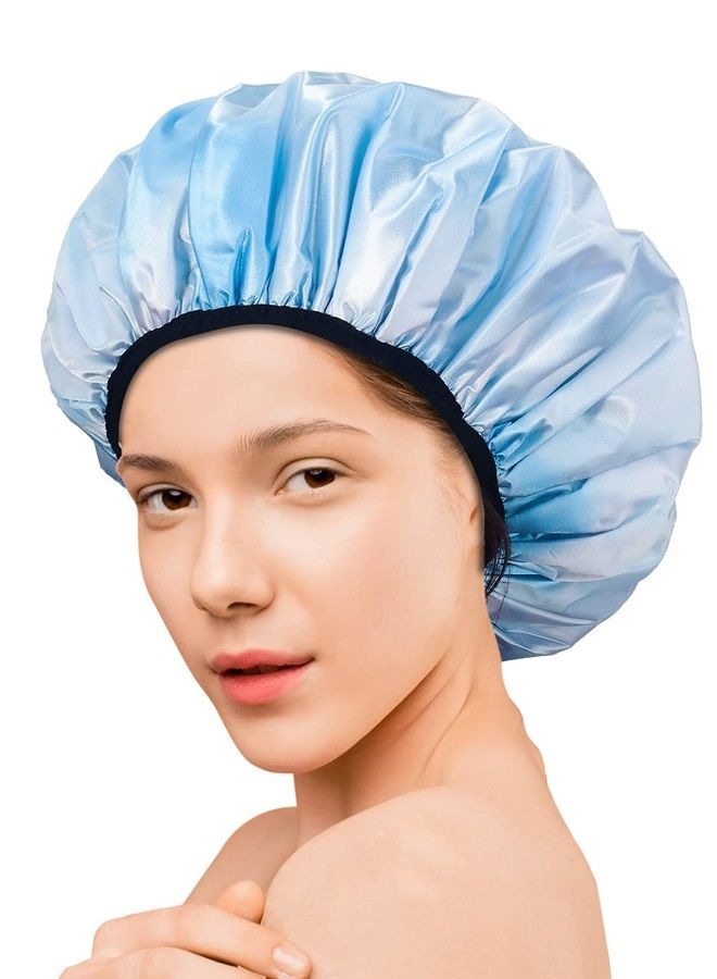 Aquior Shower Caps,Terry Lined Shower Cap for Women Reusable, Triple Layer Waterproof Bath Cap, Extra Large for Women Long Hair - Image 2