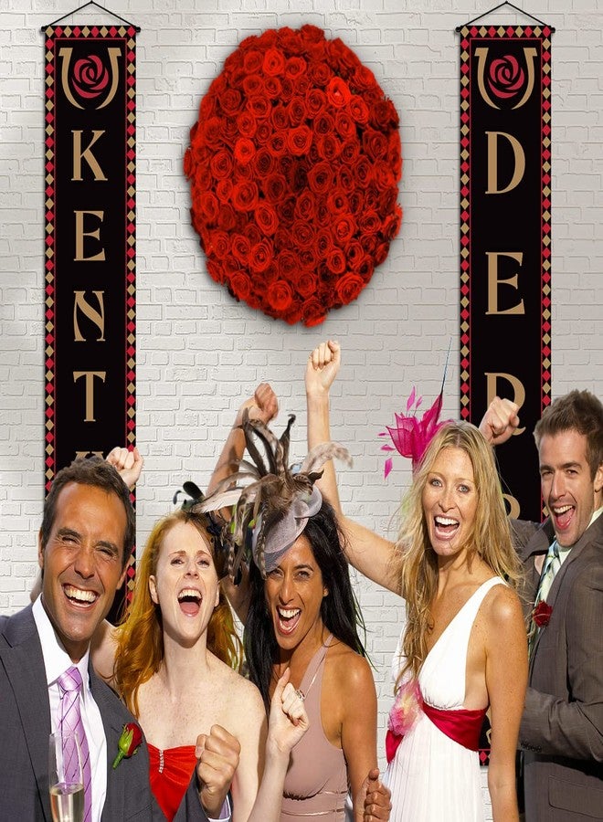 Pudodo Kentucky Porch Banner Run for The Roses Horse Racing Themed Party Front Door Sign Wall Hanging Banner Decoration - Image 4