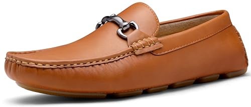 Vostey Men's Loafers Slip on Brown Loafers for Men Driving Shoes for Men Casual Dress Loafer (BMY3001 Brown 10.5) - Image 1