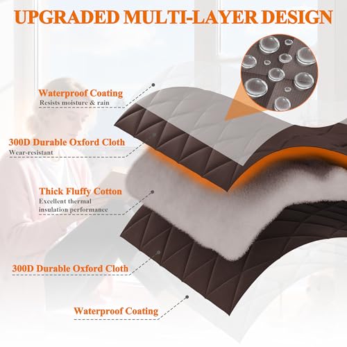 MAGZO Winter Door Curtain Cold Resistant with Perspective Window, 36" x 80", Oxford Filled with Thicken Cotton, Insulation Cover Blanket for Household/Sliding Glass/Patio Doors, Strong Magnets, Brown - Image 4