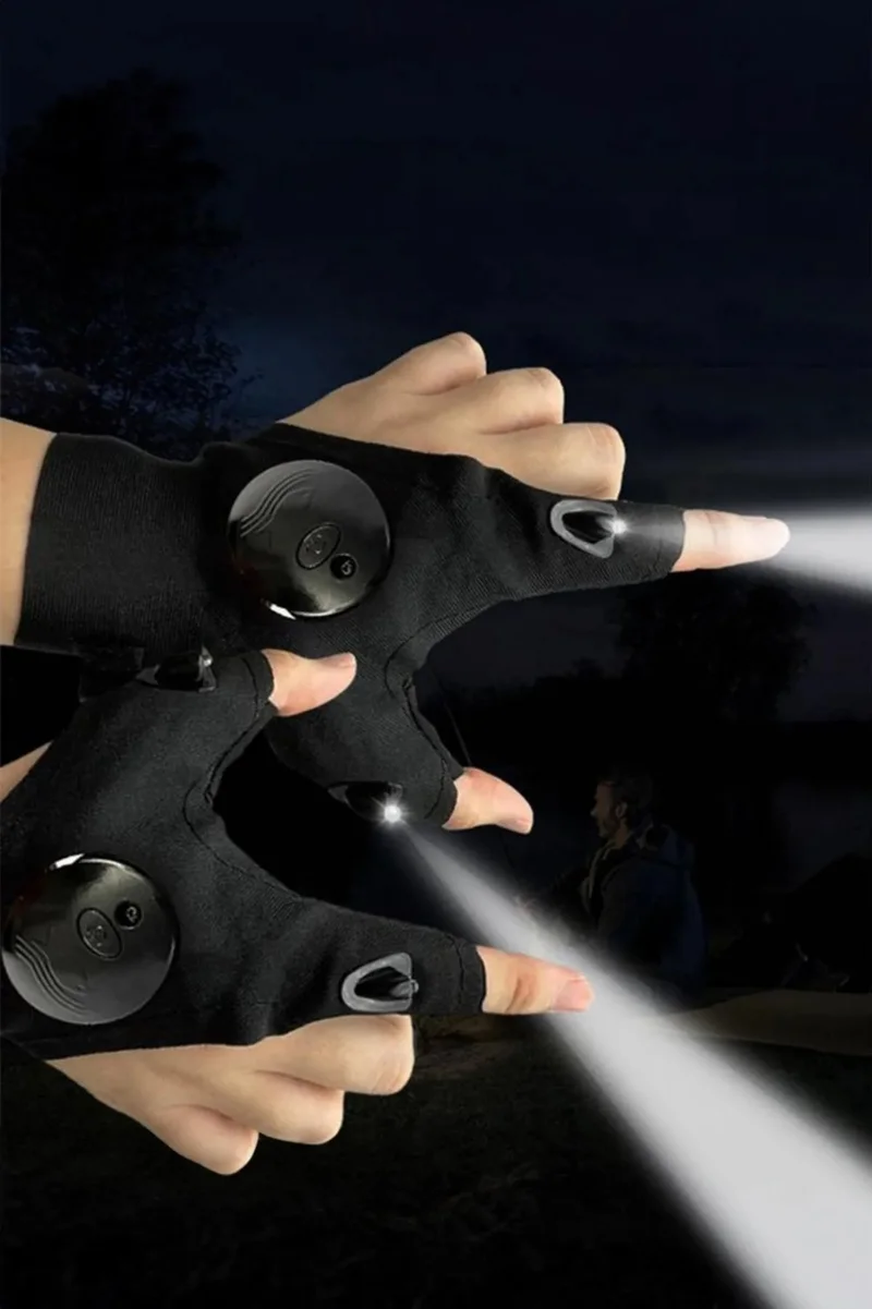 Mobee LED Lighted Gloves LED Lighted Mechanic Fisherman Bicycle Glove Single