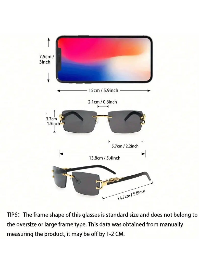 POLITE Rimless Cheetah Leopard Fashion Sunglasses for Men & Women, Stylish Party Sun Shades Fashion Icon for Adults - Image 4