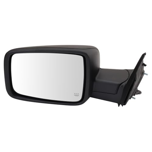 TRQ Left Mirror Power with Housing Turn Signal with Curved Glass with Textured Black Cover Drivers Side Compatible with 2009 Dodge Ram 1500 CH1320304 - Image 1