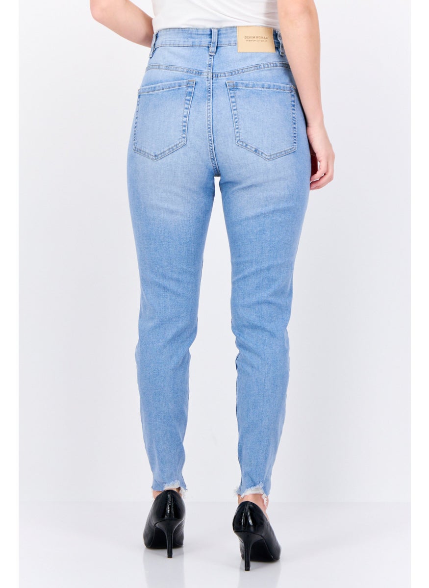 Lefties Women Skinny Fit Washed Stretchable Jeans, Blue  - Image 3