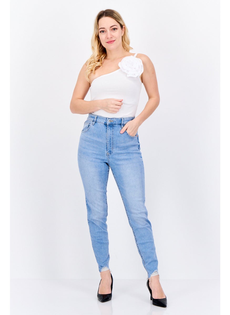 Lefties Women Skinny Fit Washed Stretchable Jeans, Blue  - Image 2