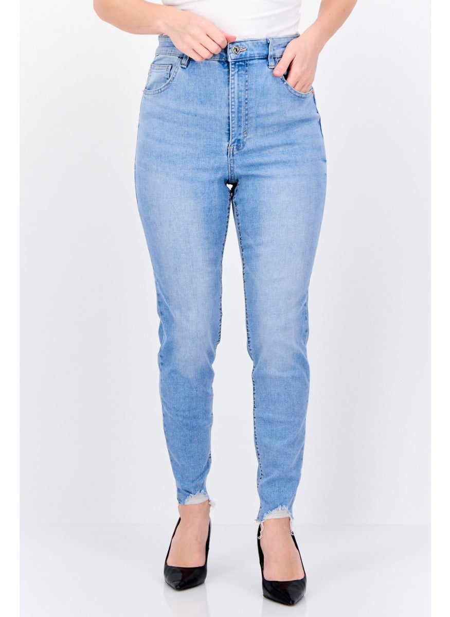 Lefties Women Skinny Fit Washed Stretchable Jeans, Blue  - Image 1