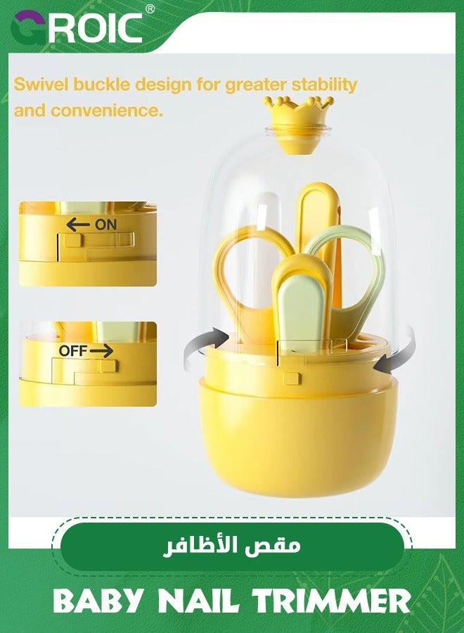 جرويك طقم أظافر للأطفال، مقص للأطفال 4 في 1، العناية بأظافر الأطفال مع حقيبة لطيفة، مقص، مبرد وملقاط، مانيكير وباديكير حديثي الولادة - Image 3