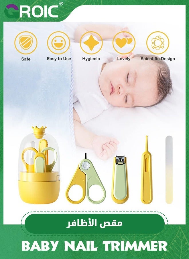جرويك طقم أظافر للأطفال، مقص للأطفال 4 في 1، العناية بأظافر الأطفال مع حقيبة لطيفة، مقص، مبرد وملقاط، مانيكير وباديكير حديثي الولادة - Image 5