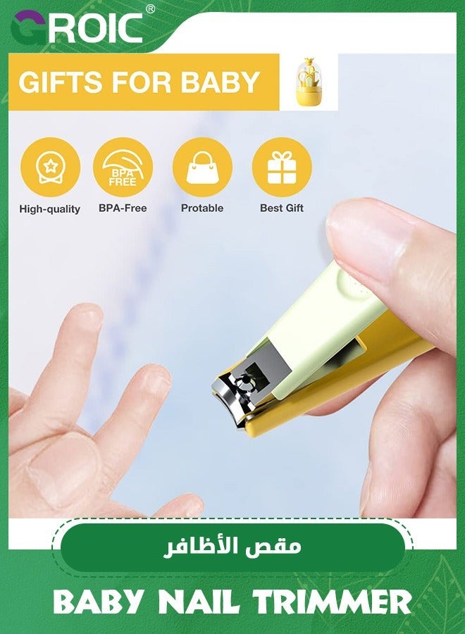جرويك طقم أظافر للأطفال، مقص للأطفال 4 في 1، العناية بأظافر الأطفال مع حقيبة لطيفة، مقص، مبرد وملقاط، مانيكير وباديكير حديثي الولادة - Image 2