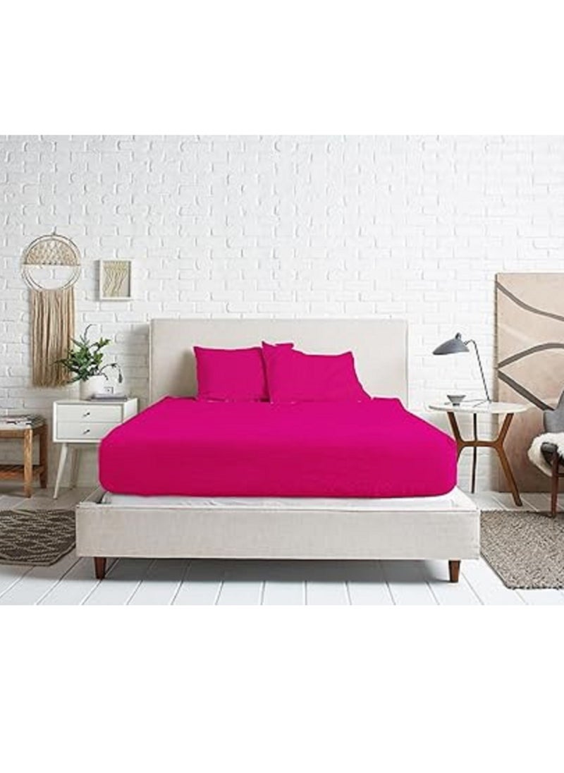 Lantique Cotton Solid Bed sheet 160 cm -Fuschia 