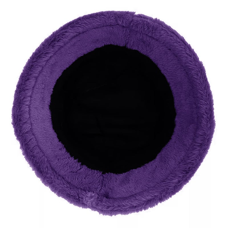 TZ Promise Women Plush Fluffy Bucket Hat Warm Lining Winter Faux Fur Cozy Wide Brim Winter (Purple) - Image 4