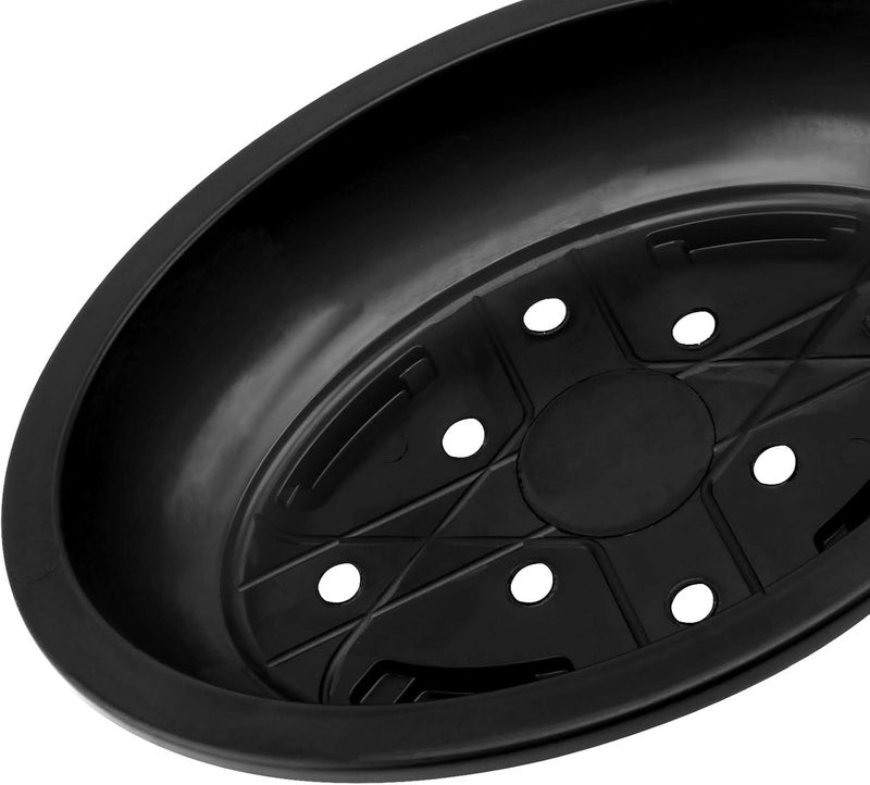 JAPCHET JAPCHET 12 PCS Oval Bonsai Training Pots Plastic Pots with Drainage Holes Oval Nursery Pot for Home Garden and Hotel 15 x 114 x 35 in Black  - Image 4