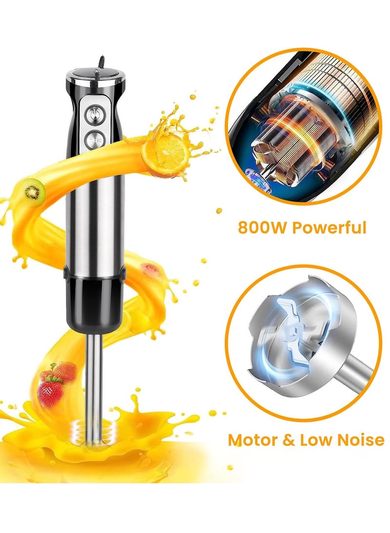 6 in 1 Hand Blender, 800W Electric Immersion Blender, 12-Speed Stainless Steel Hand Stick Blender with Egg Whisk, Milk Frother, 500ml Chopper Bowl,600ml Food Processor for Smoothies, Puree, Baby Food  - Image 4