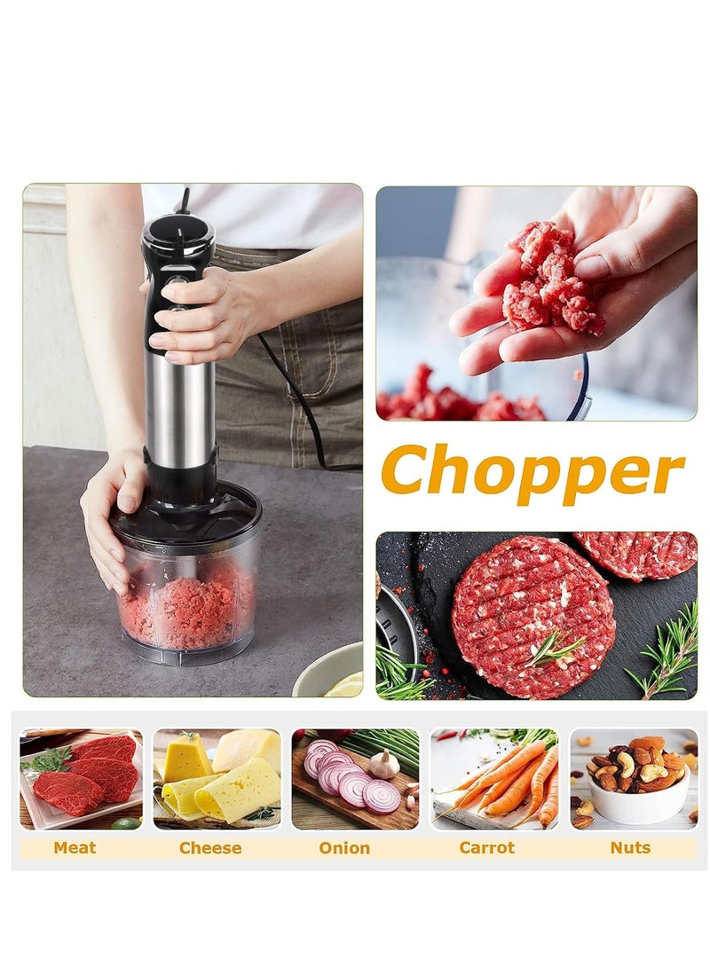 6 in 1 Hand Blender, 800W Electric Immersion Blender, 12-Speed Stainless Steel Hand Stick Blender with Egg Whisk, Milk Frother, 500ml Chopper Bowl,600ml Food Processor for Smoothies, Puree, Baby Food  - Image 5