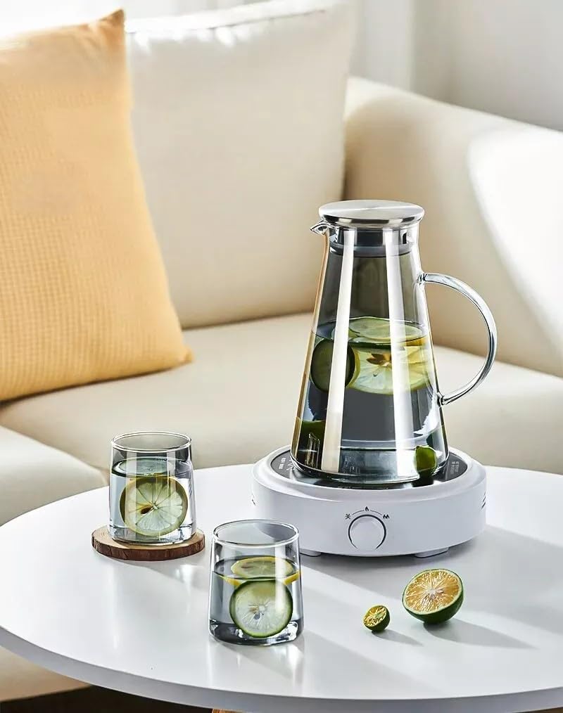 Bellemax Black Premium Glass Water Jug - 1.8 LTR, Transparent, Hot Cold Water Pitcher with Stainless Steel Lid Water Jug, Iced Tea, Milk and Juice Beverage Carafe, Lemon Jug, 1800ML (TR-02) - Image 4