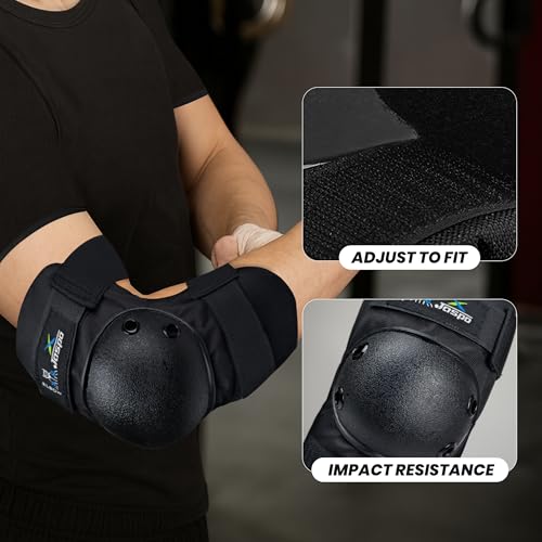 Jaspo Impact Protective Gear Set | Knee, Elbow & Wrist Guards with PE Shell, 8mm EVA Foam Cushion, Shock-Absorbing Pads & Adjustable Velcro for Skates, Skateboard, Kick Scooter (Medium) - Image 4