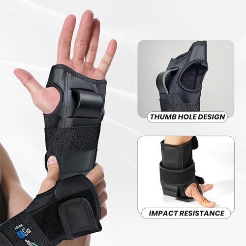 Jaspo Impact Protective Gear Set | Knee, Elbow & Wrist Guards with PE Shell, 8mm EVA Foam Cushion, Shock-Absorbing Pads & Adjustable Velcro for Skates, Skateboard, Kick Scooter (Medium) - Image 2